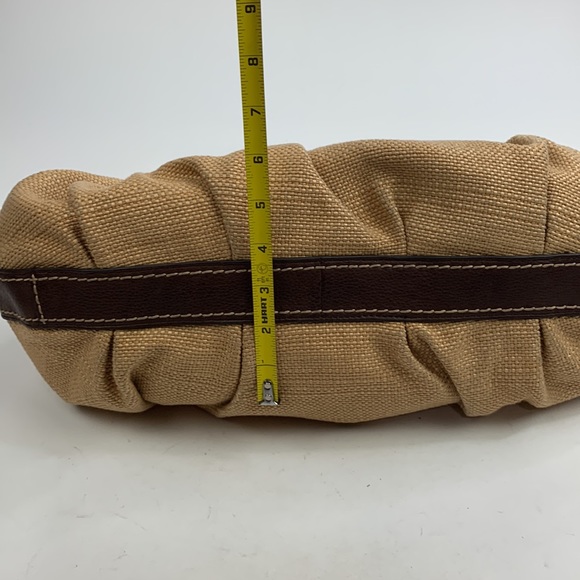 Fossil Hobo Tweed Leather Bag Light Dark Brown Floral Lining silver buckle - Picture 14 of 16